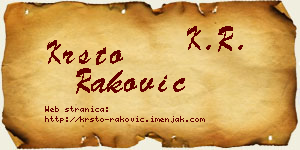 Krsto Raković vizit kartica
